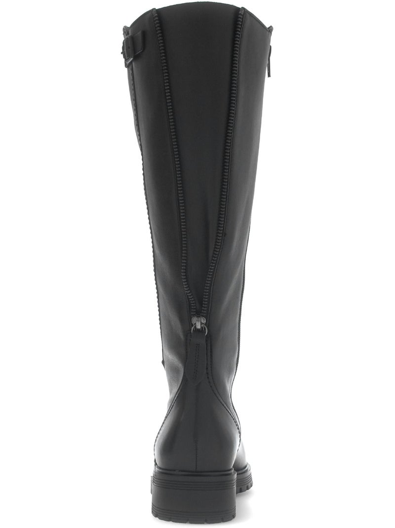 Bottes  en cuir lisse Noir - Kiabi