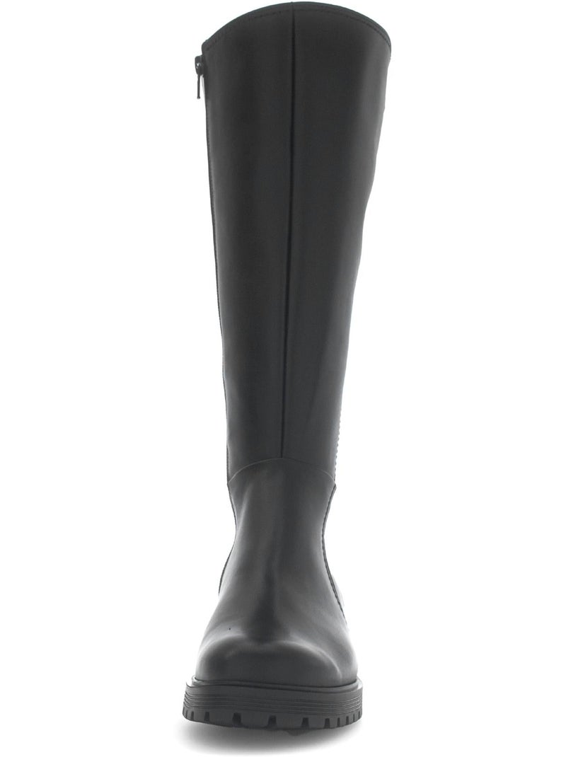 Bottes  en cuir lisse Noir - Kiabi