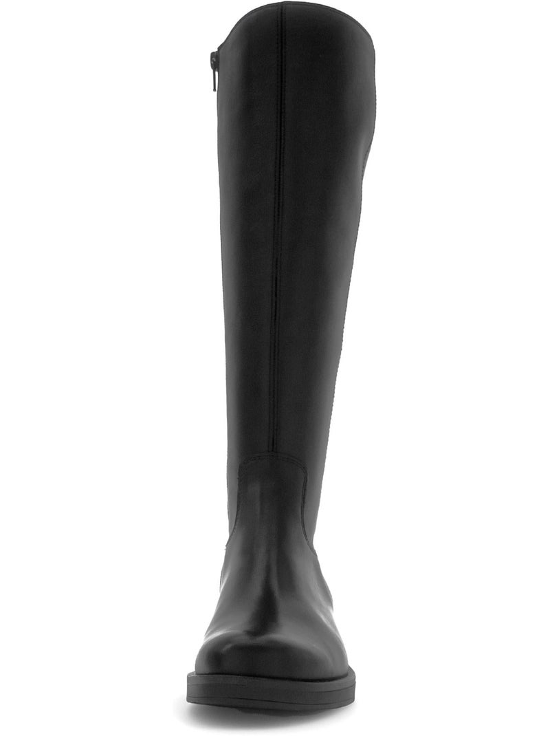 Bottes  en cuir lisse Noir - Kiabi