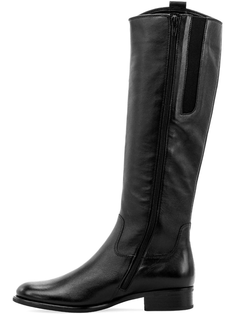 Bottes  en cuir lisse Noir - Kiabi
