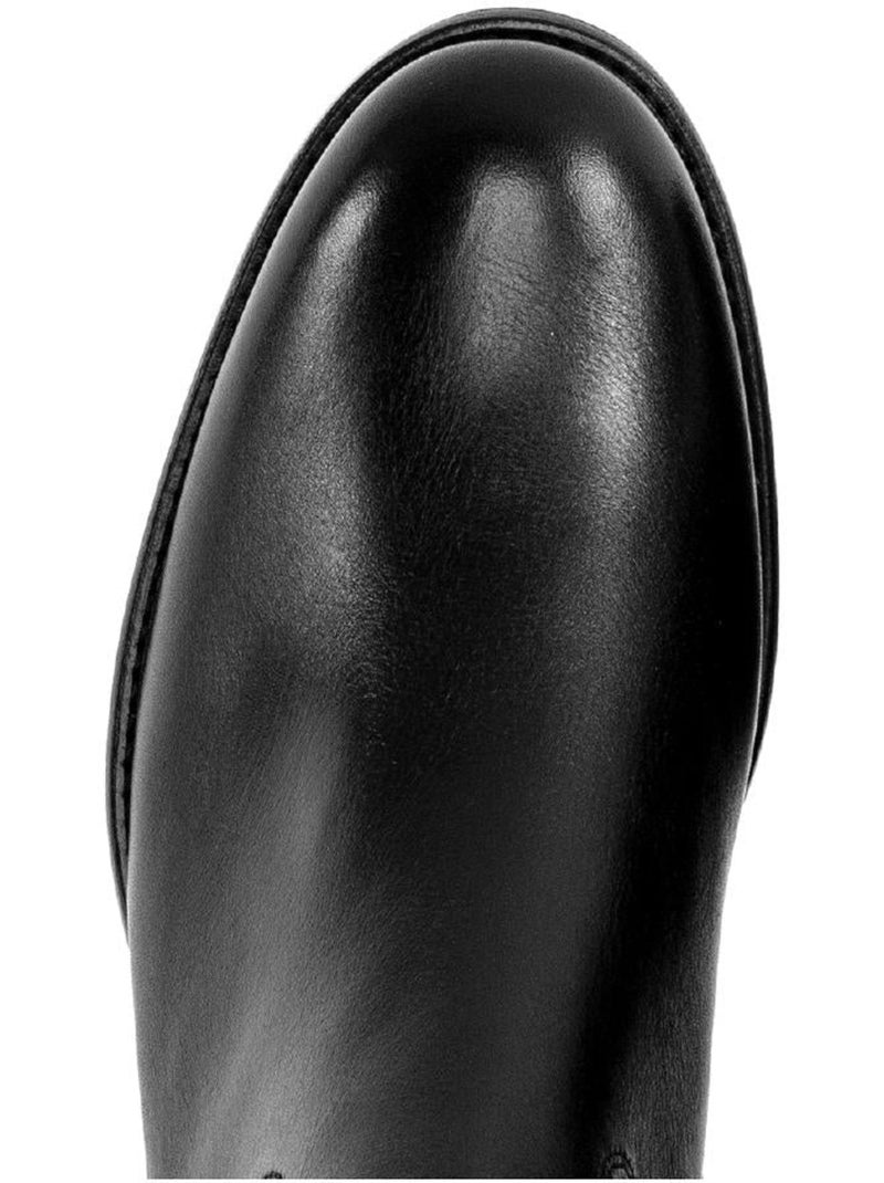 Bottes  en cuir lisse Noir - Kiabi