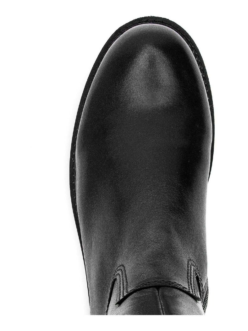 Bottes  en cuir lisse Noir - Kiabi