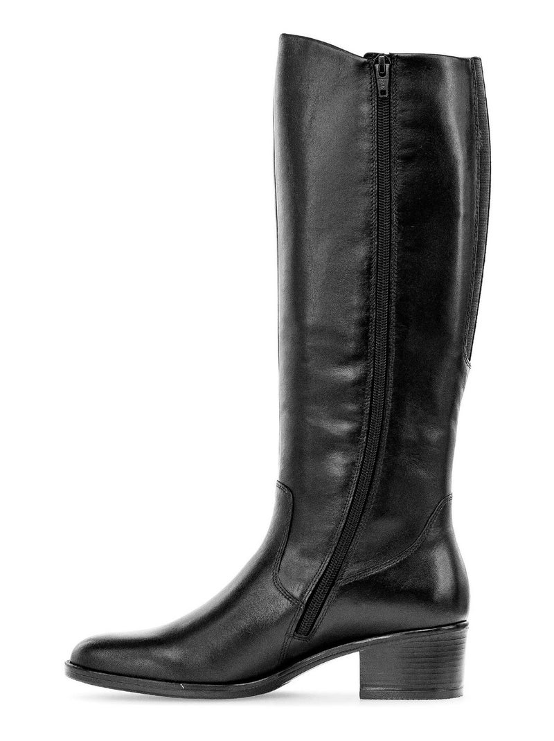 Bottes  en cuir lisse Noir Noir - Kiabi
