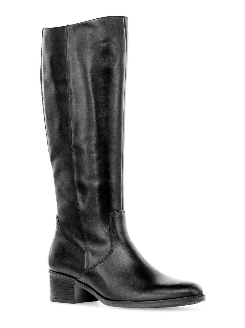 Bottes  en cuir lisse Noir Noir - Kiabi