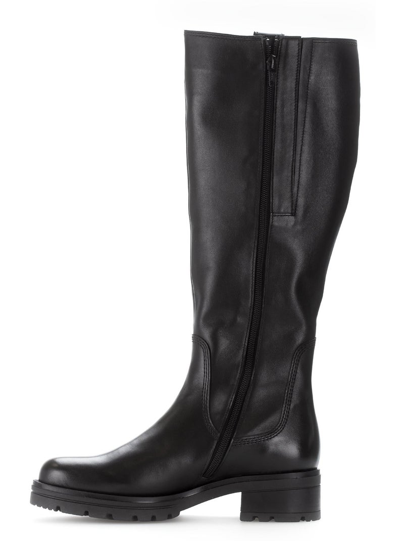 Bottes  en cuir lisse Noir Noir - Kiabi