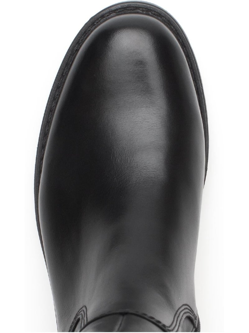 Bottes  en cuir lisse Noir Noir - Kiabi
