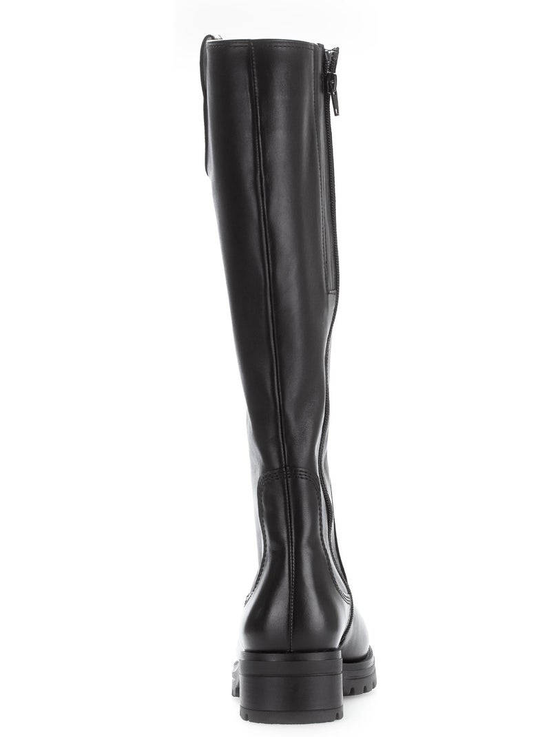 Bottes  en cuir lisse Noir Noir - Kiabi