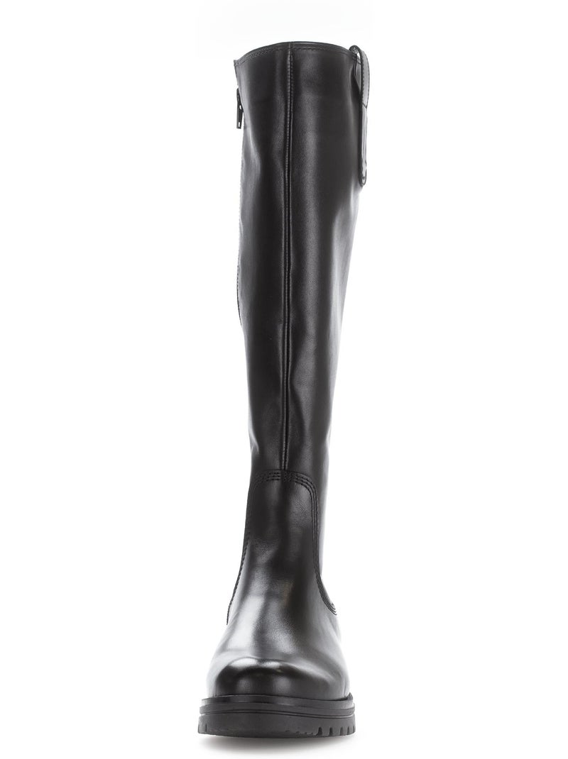 Bottes  en cuir lisse Noir Noir - Kiabi