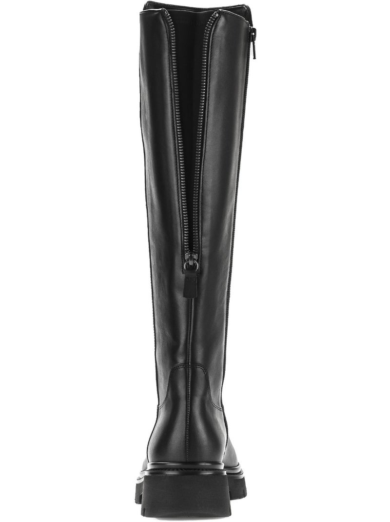 Bottes  en cuir lisse Noir Noir - Kiabi