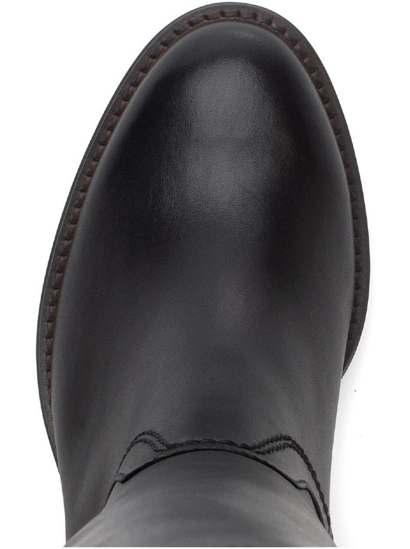 Bottes  en cuir lisse Noir Noir - Kiabi