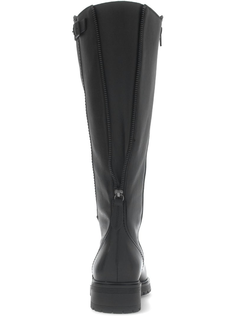 Bottes  en cuir lisse Noir Noir - Kiabi