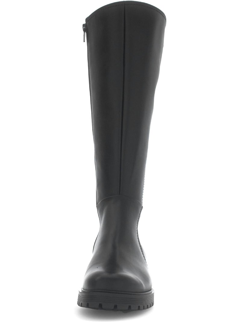 Bottes  en cuir lisse Noir Noir - Kiabi