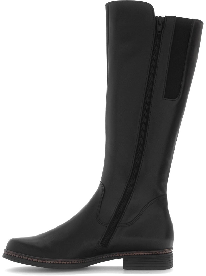 Bottes  en cuir lisse Noir Noir - Kiabi
