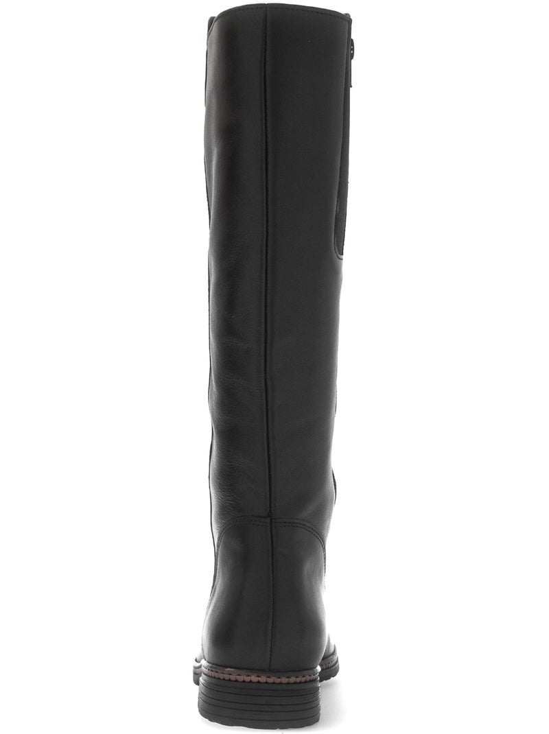 Bottes  en cuir lisse Noir Noir - Kiabi