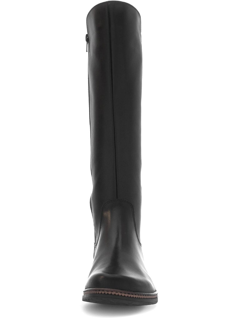 Bottes  en cuir lisse Noir Noir - Kiabi