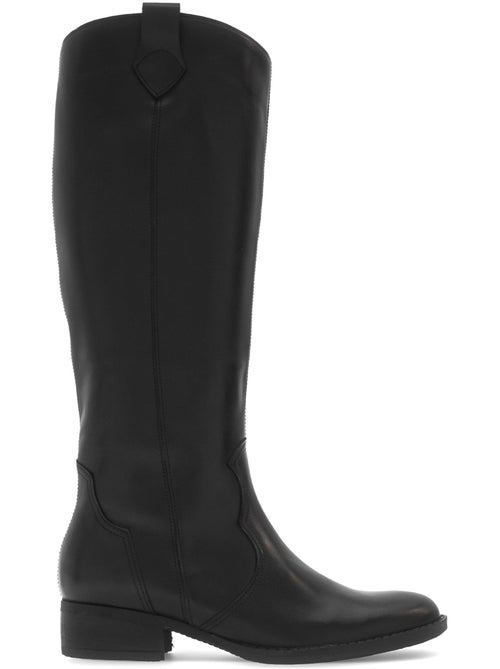 Bottes  en cuir lisse - Kiabi