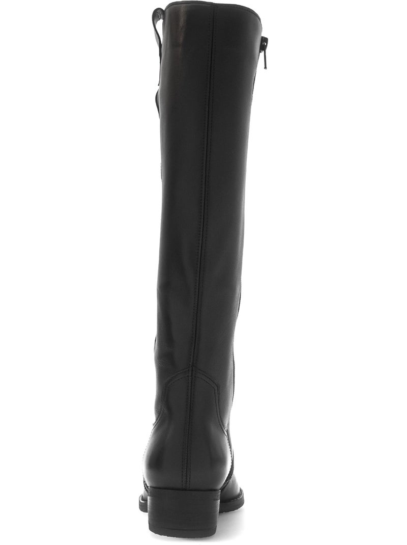 Bottes  en cuir lisse Noir Noir - Kiabi