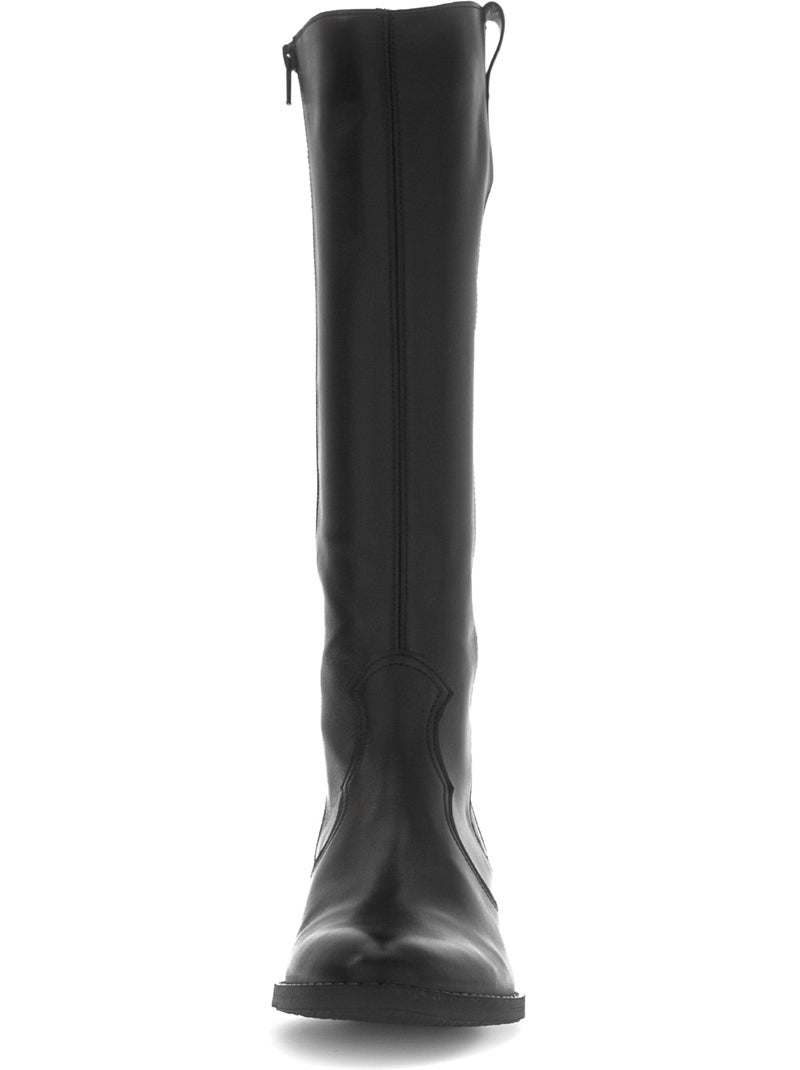 Bottes  en cuir lisse Noir Noir - Kiabi