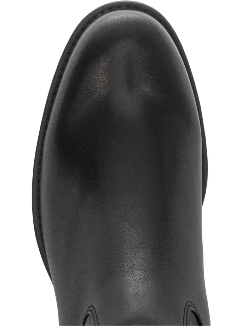 Bottes  en cuir lisse Noir Noir - Kiabi