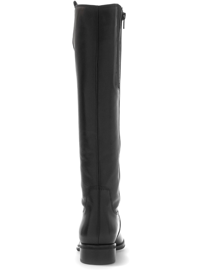 Bottes  en cuir lisse Noir Noir - Kiabi