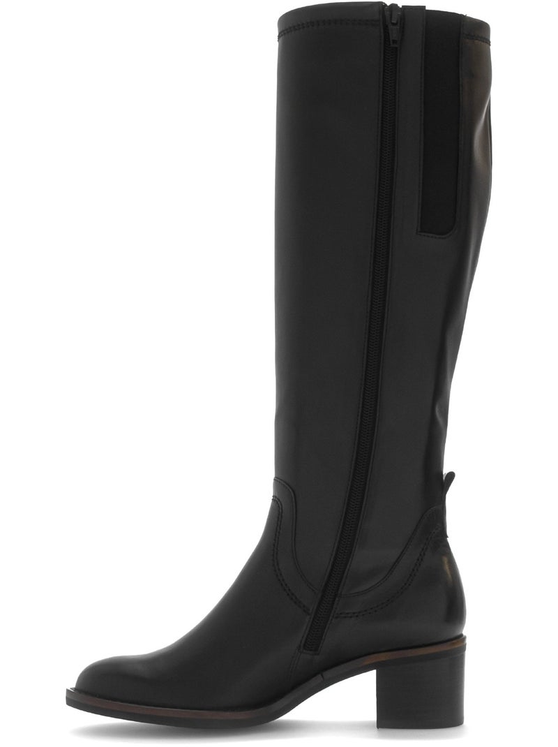 Bottes  en cuir lisse Noir Noir - Kiabi