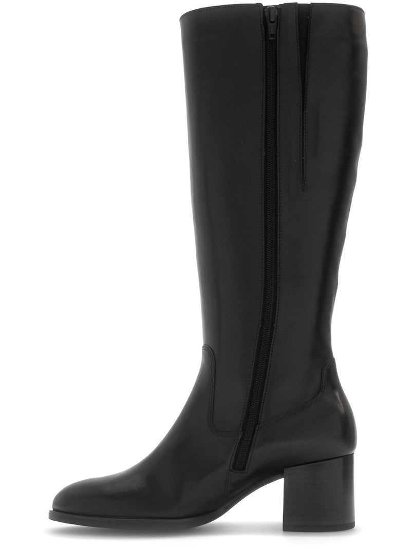 Bottes  en cuir lisse Noir Noir - Kiabi