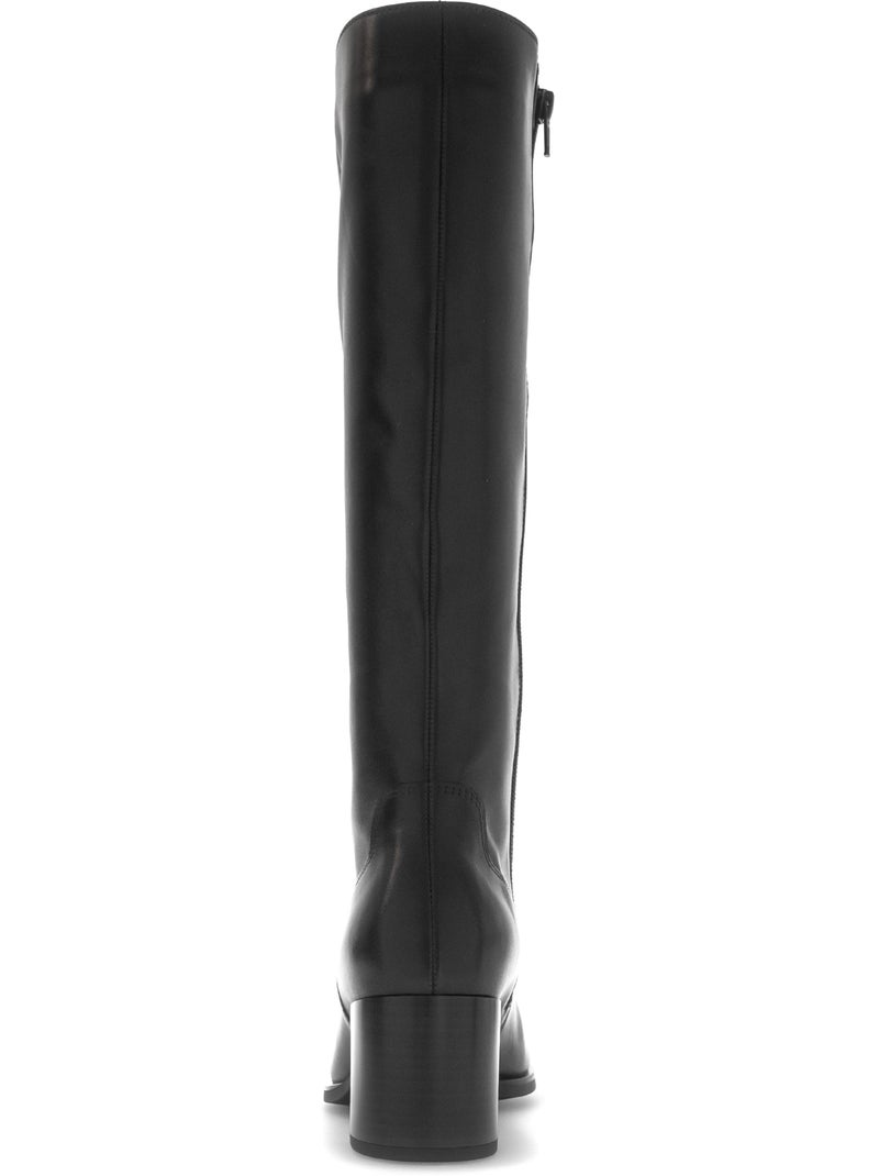 Bottes  en cuir lisse Noir Noir - Kiabi