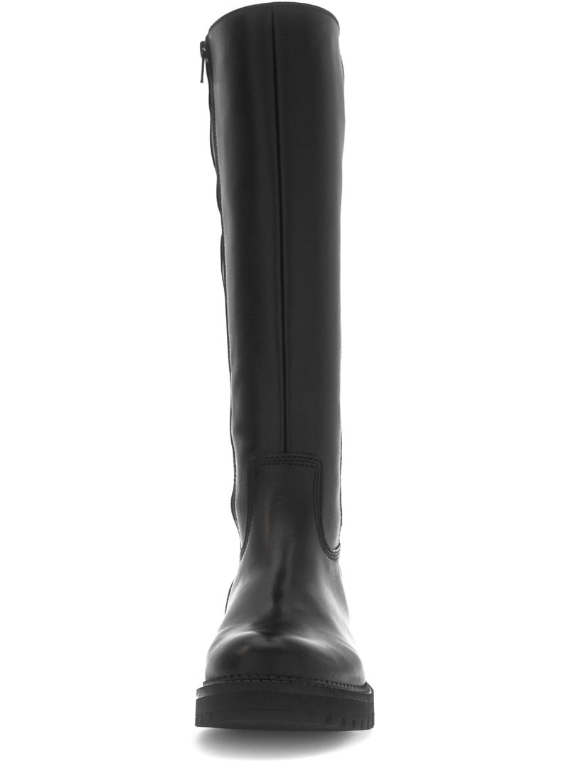 Bottes  en cuir lisse Noir Noir - Kiabi