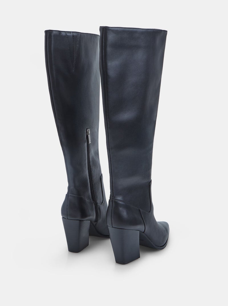 Bottes en cuir s à talons Bata Noir - Kiabi