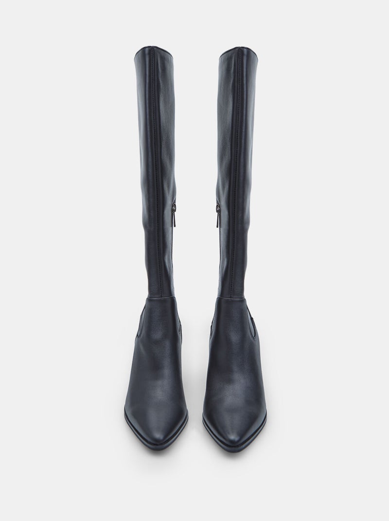 Bottes en cuir s à talons Bata Noir - Kiabi