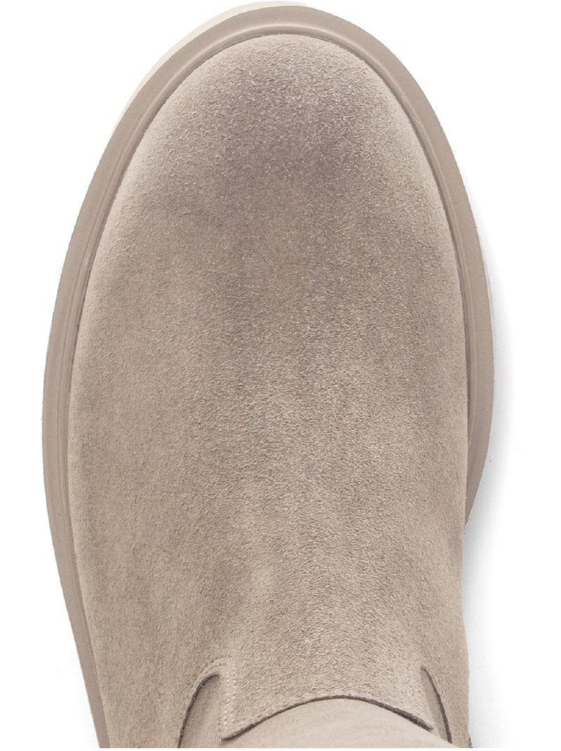 Bottes  en cuir velours Beige - Kiabi
