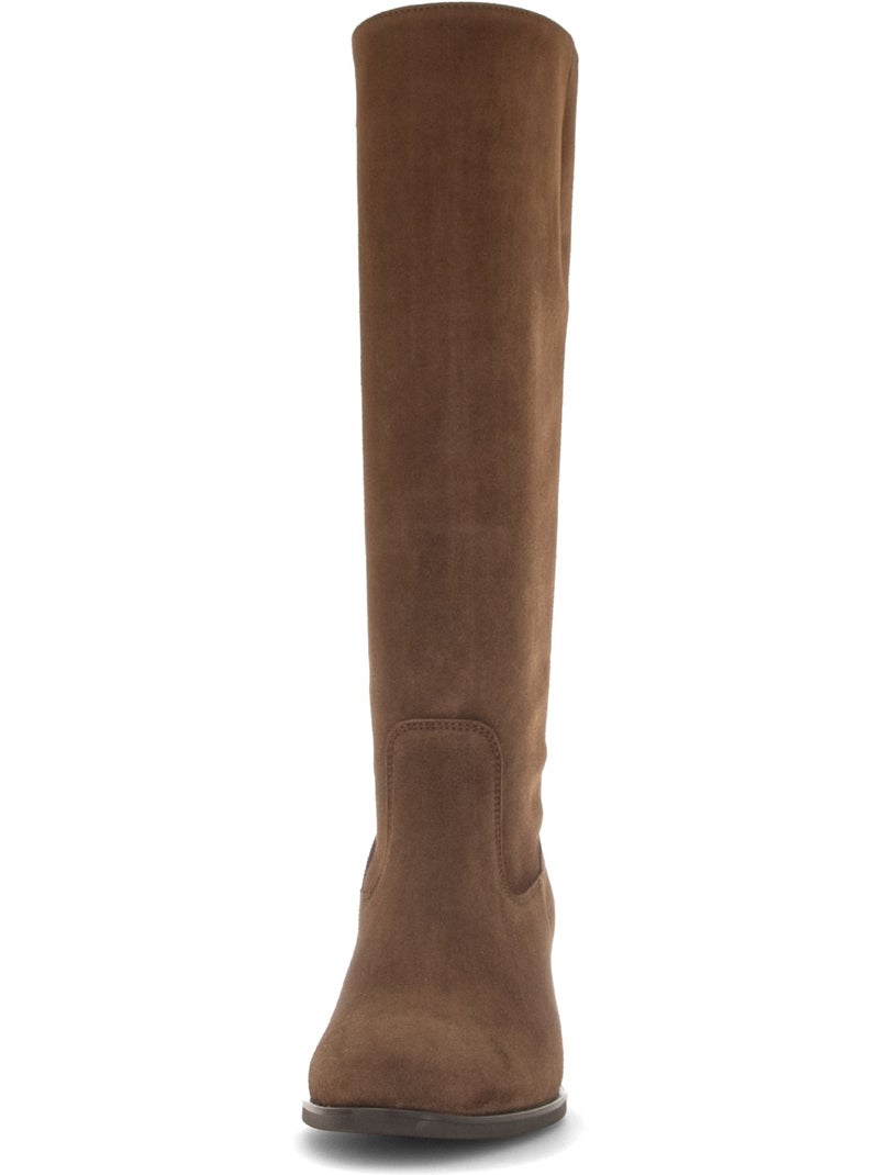 Bottes  en cuir velours Marron - Kiabi