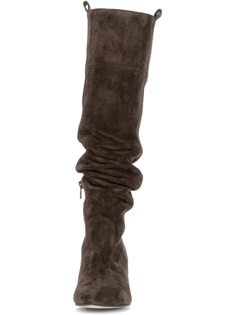 Bottes  en cuir velours Marron - Kiabi