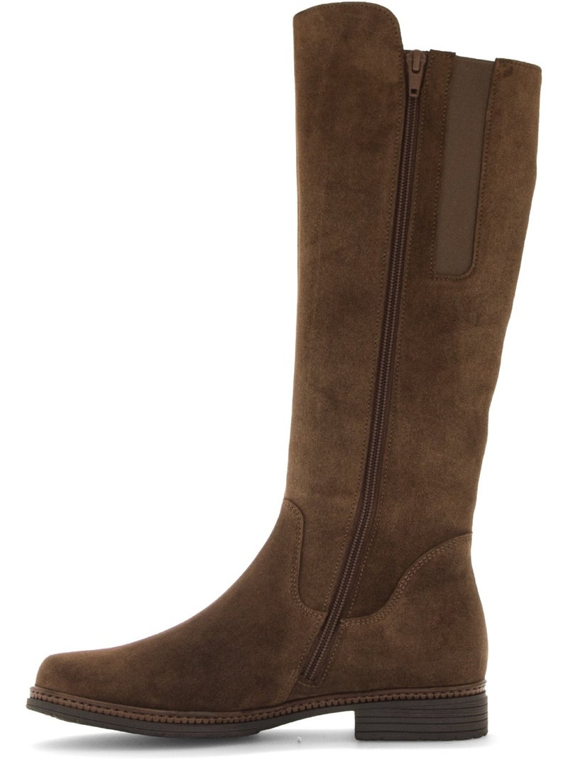 Bottes  en cuir velours Marron - Kiabi