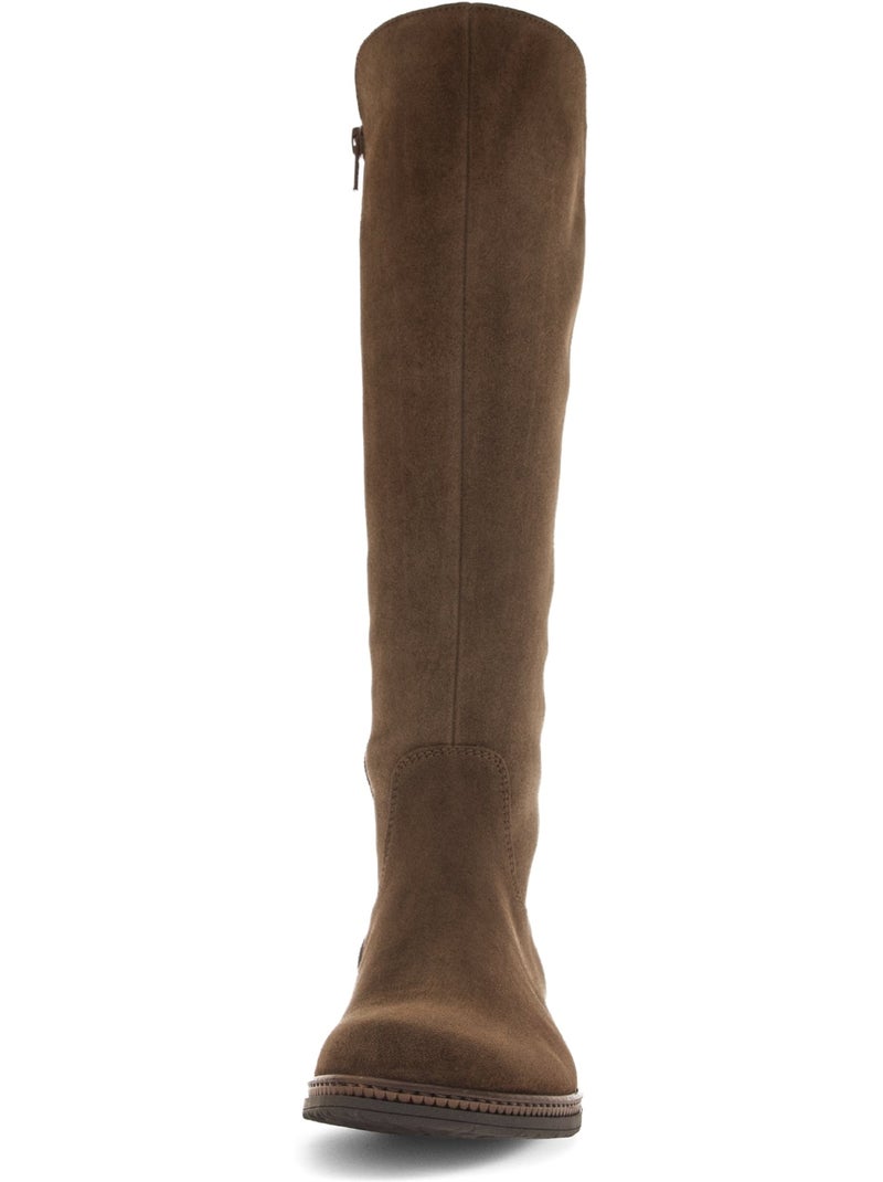 Bottes  en cuir velours Marron - Kiabi