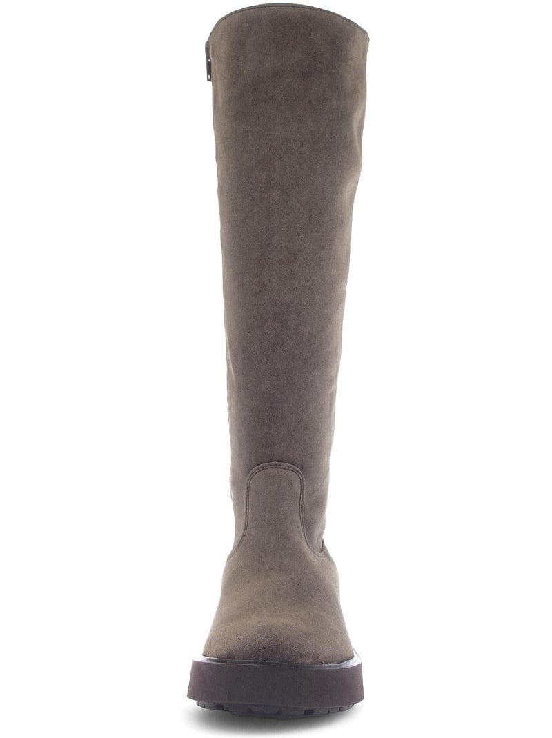 Bottes  en cuir velours Marron - Kiabi