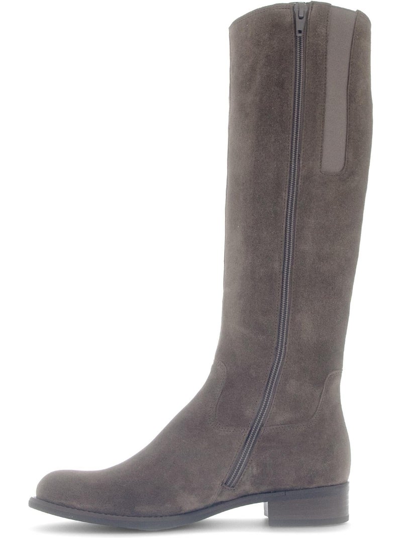 Bottes  en cuir velours Marron - Kiabi