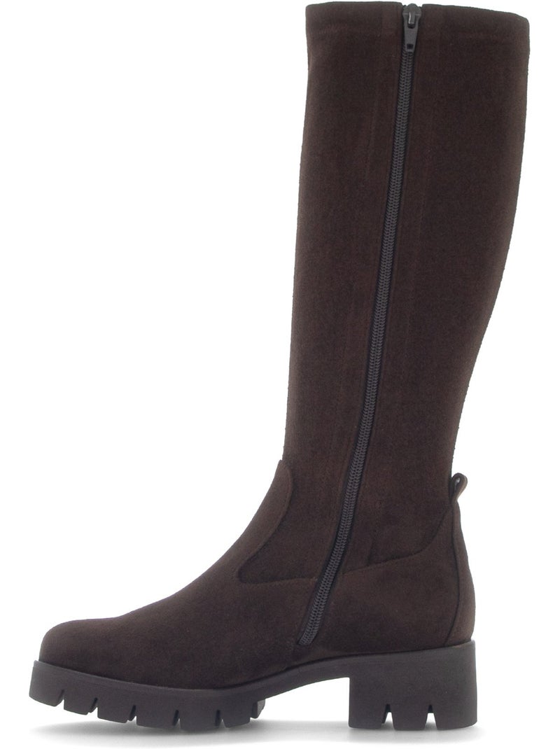 Bottes  en cuir velours Marron - Kiabi