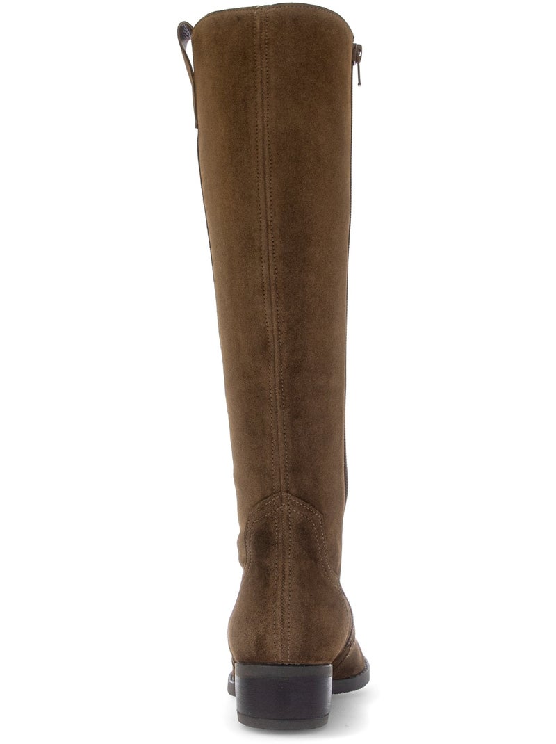 Bottes  en cuir velours Marron - Kiabi