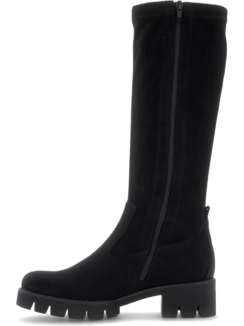 Bottes  en cuir velours Noir Noir - Kiabi