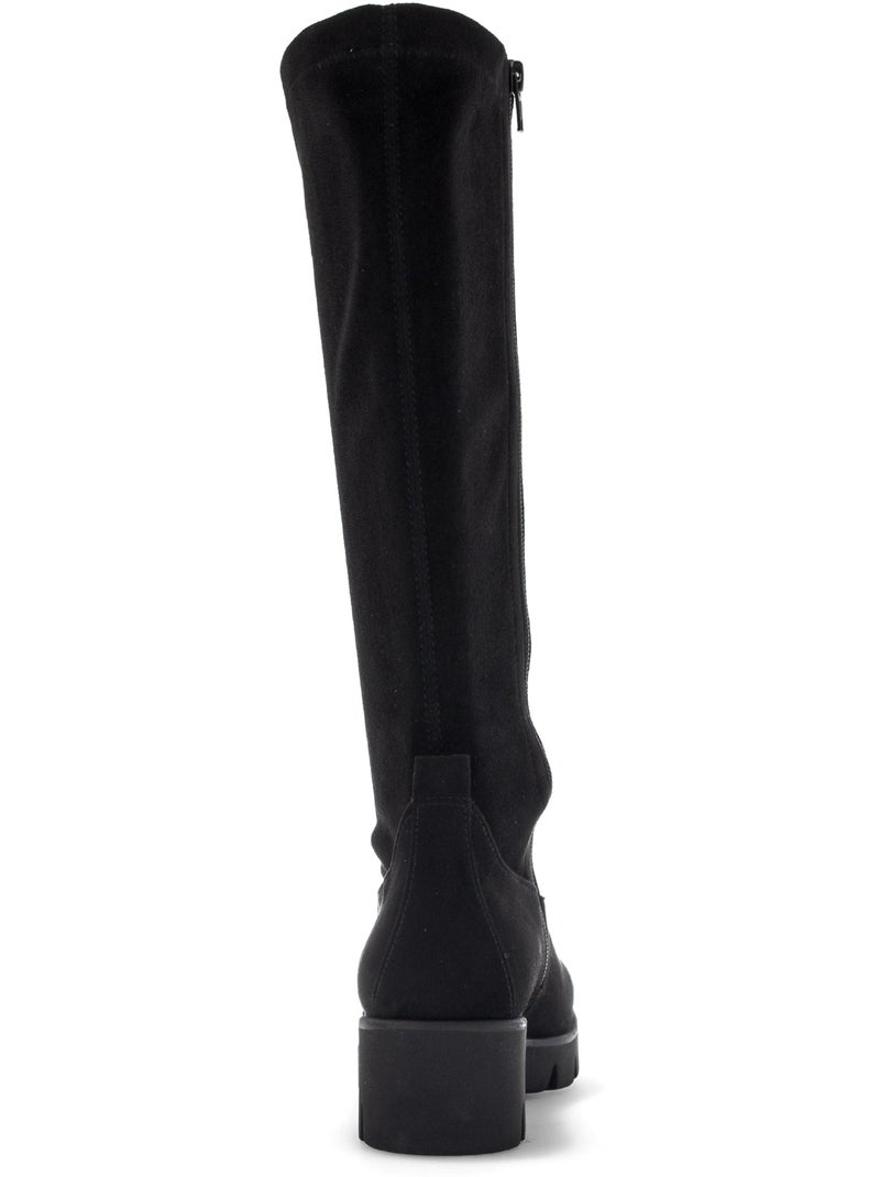 Bottes  en cuir velours Noir Noir - Kiabi