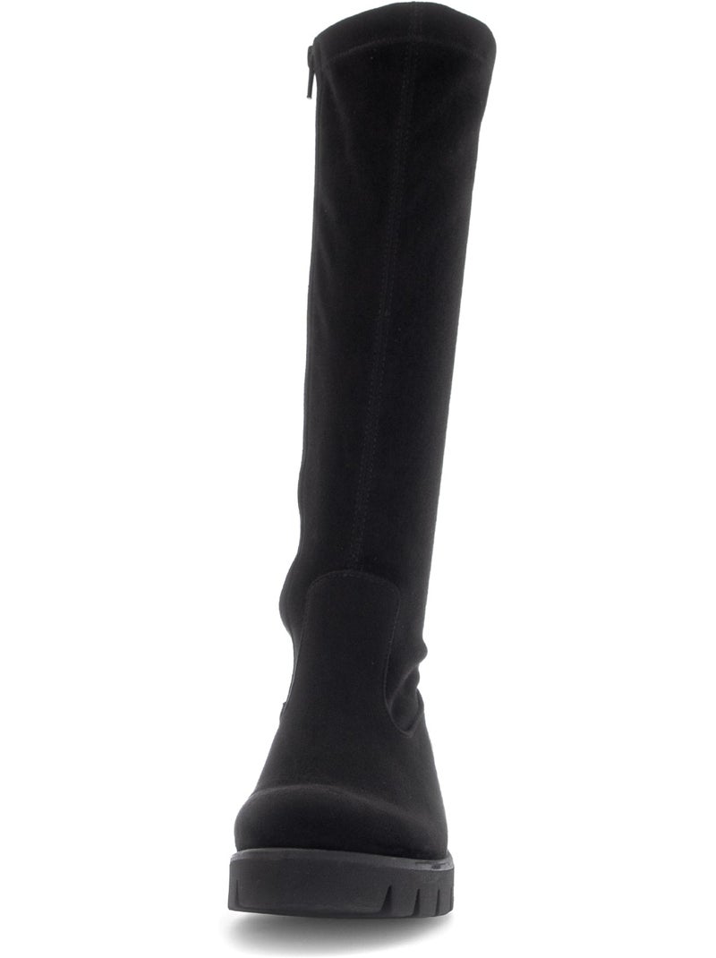 Bottes  en cuir velours Noir Noir - Kiabi