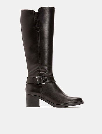 Bottes en cuir véritable à talon large BATA