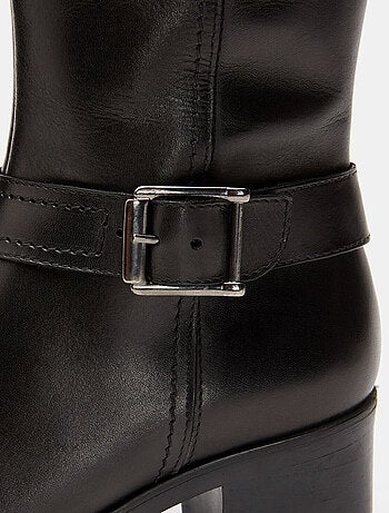 Bottes en cuir véritable à talon large BATA