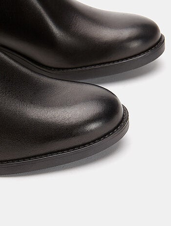 Bottes en cuir véritable à talon large BATA