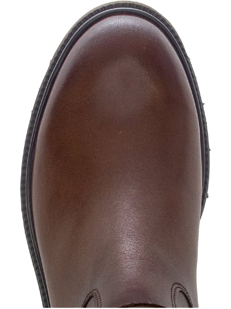 Bottes  en cuirs combinés Marron - Kiabi