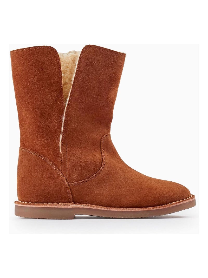 Bottes en Daim avec Fourrure pour Fille   ACE CLUBS Beige - Kiabi