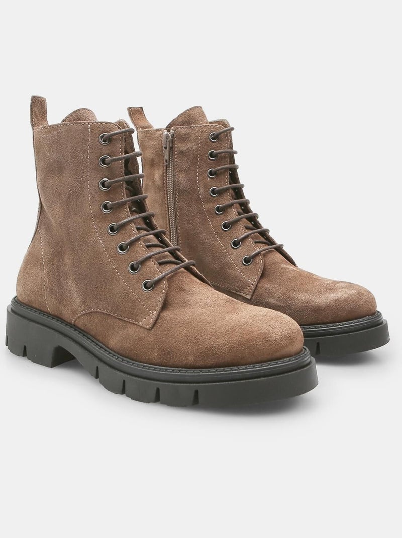 Bottes en daim Taupe - Kiabi