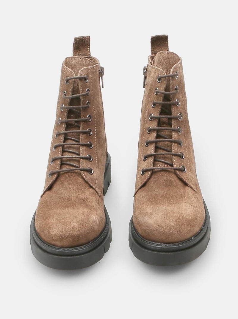 Bottes en daim Taupe - Kiabi