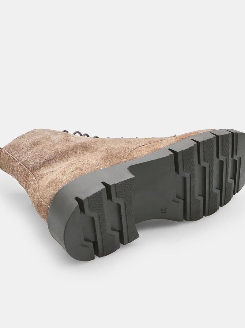 Bottes en daim Taupe - Kiabi